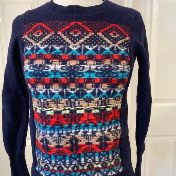 J.Crew 100% merino woomwomen Multicolor Patterned Sweater size XS - Picture 1 of 6
